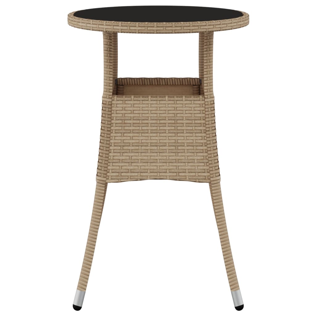 Tuintafel Ø60x75 cm gehard glas en poly rattan beige - AllerleiShop