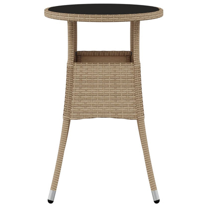 Tuintafel Ø60x75 cm gehard glas en poly rattan beige - AllerleiShop