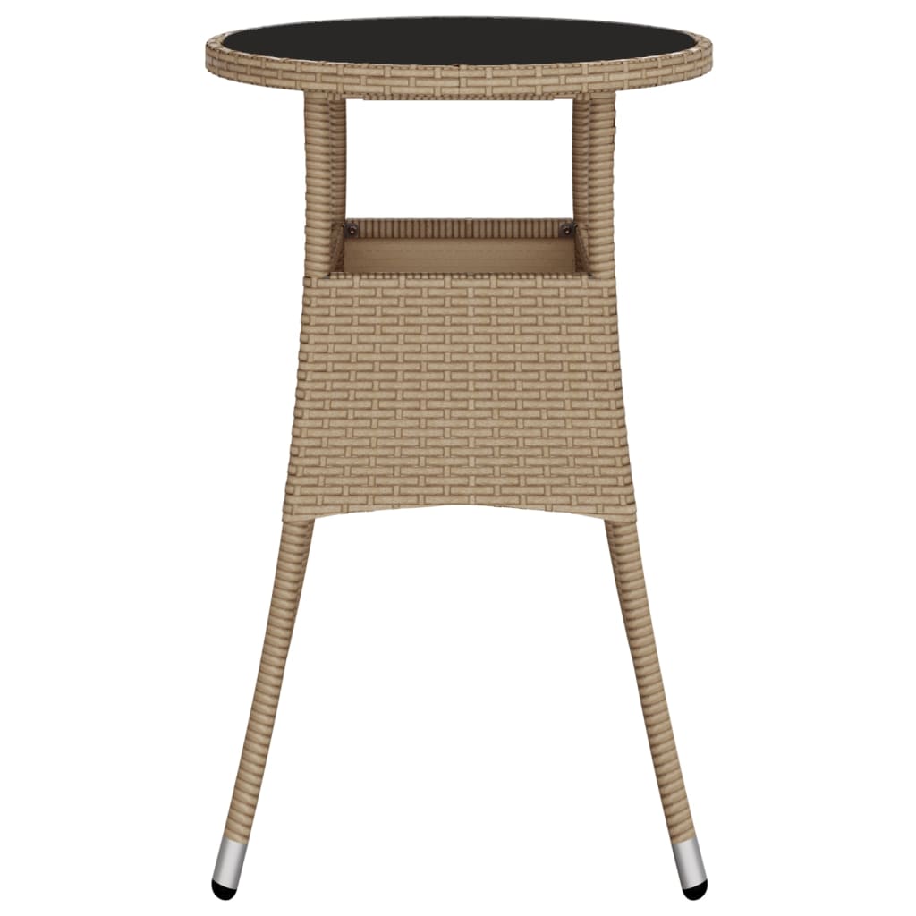 Tuintafel Ø60x75 cm gehard glas en poly rattan beige - AllerleiShop