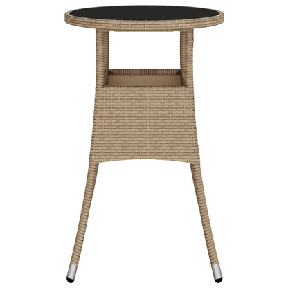 Tuintafel Ø60x75 cm gehard glas en poly rattan beige - AllerleiShop