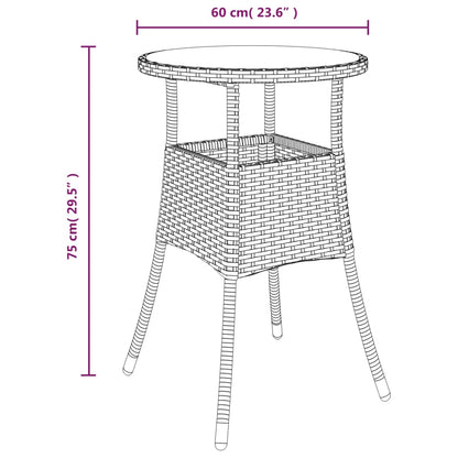 Tuintafel Ø60x75 cm gehard glas en poly rattan beige - AllerleiShop