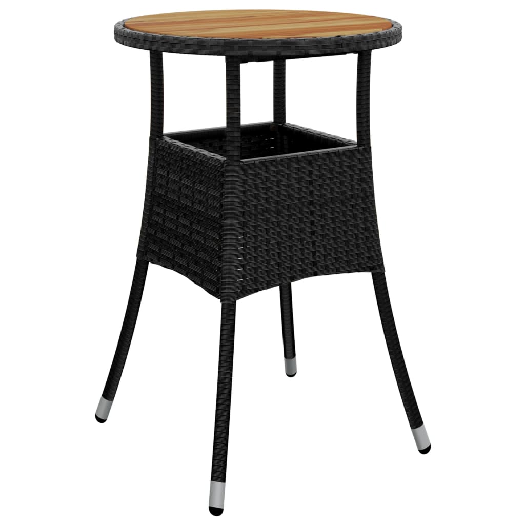 Tuintafel Ø60x75 cm acaciahout en poly rattan zwart - AllerleiShop