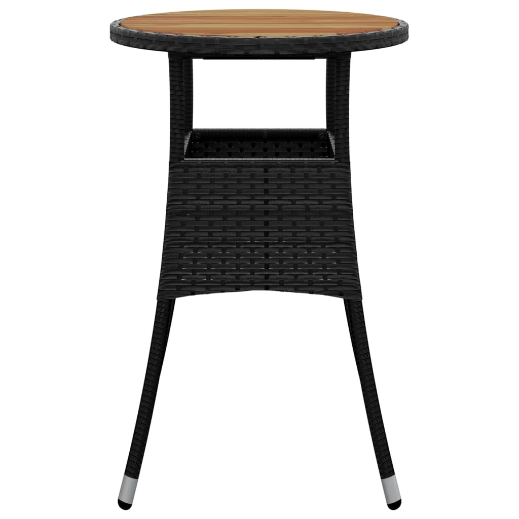 Tuintafel Ø60x75 cm acaciahout en poly rattan zwart - AllerleiShop