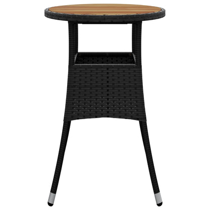 Tuintafel Ø60x75 cm acaciahout en poly rattan zwart - AllerleiShop