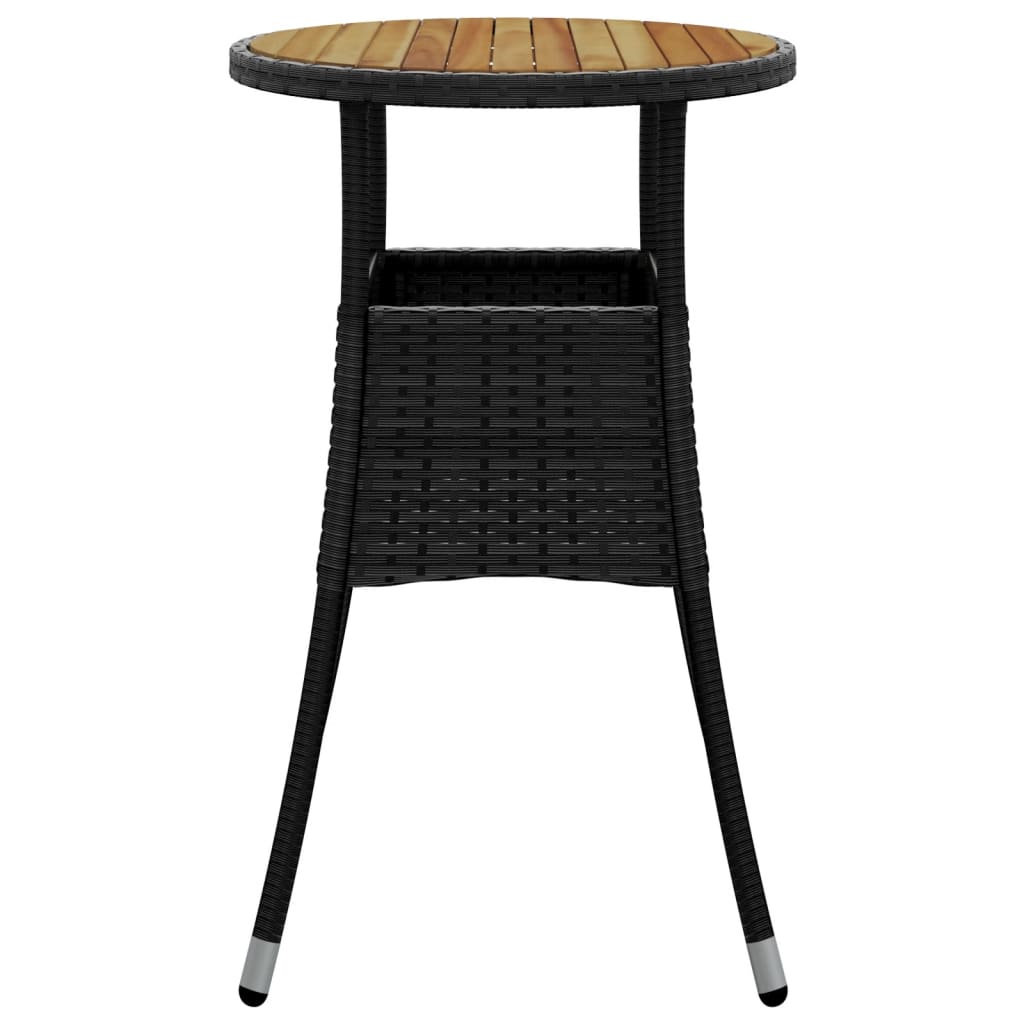 Tuintafel Ø60x75 cm acaciahout en poly rattan zwart - AllerleiShop