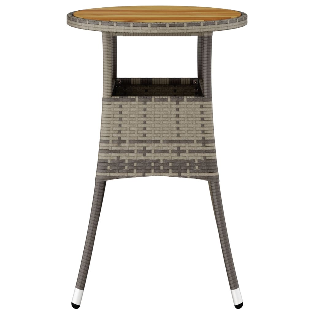 Tuintafel Ø60x75 cm acaciahout en poly rattan grijs - AllerleiShop