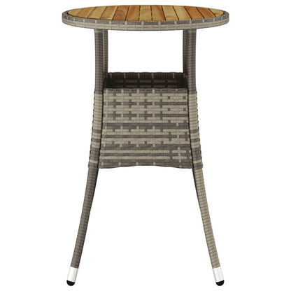 Tuintafel Ø60x75 cm acaciahout en poly rattan grijs - AllerleiShop