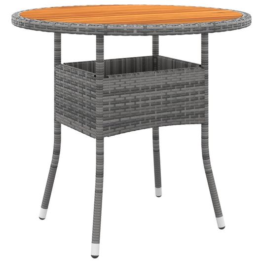 Tuintafel Ø80x75 cm acaciahout en poly rattan grijs - AllerleiShop