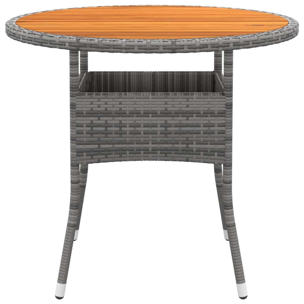 Tuintafel Ø80x75 cm acaciahout en poly rattan grijs - AllerleiShop