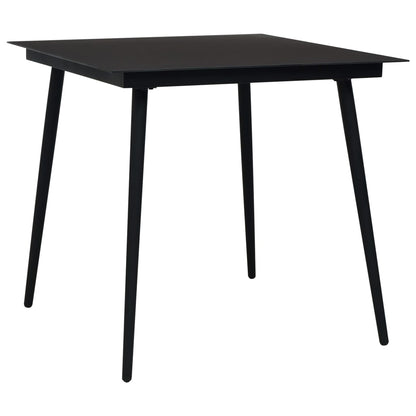 Tuintafel 80x80x74 cm staal en glas zwart - AllerleiShop