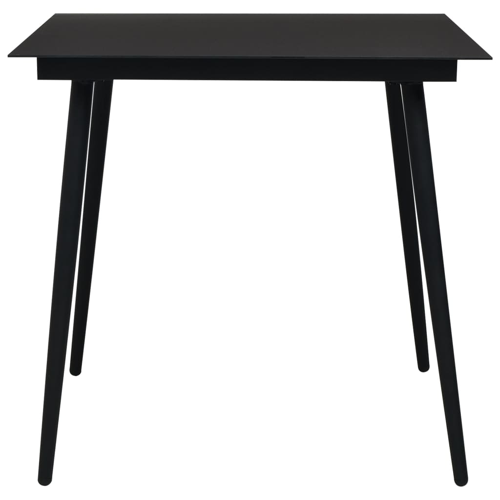 Tuintafel 80x80x74 cm staal en glas zwart - AllerleiShop