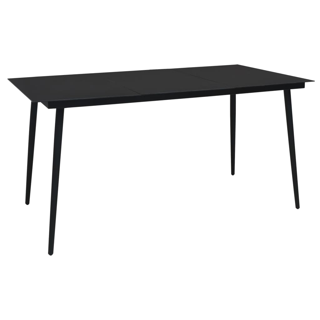 Tuintafel 190x90x74 cm staal en glas zwart - AllerleiShop