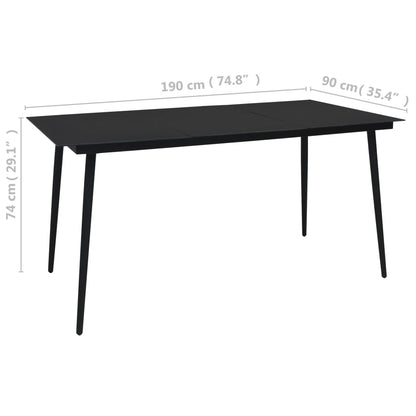 Tuintafel 190x90x74 cm staal en glas zwart - AllerleiShop