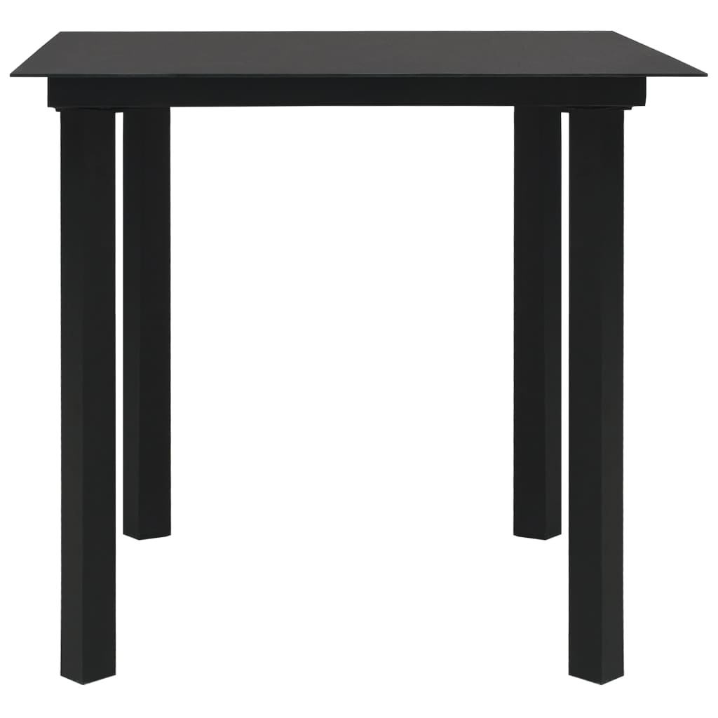 Tuintafel 80x80x74 cm staal en glas zwart - AllerleiShop