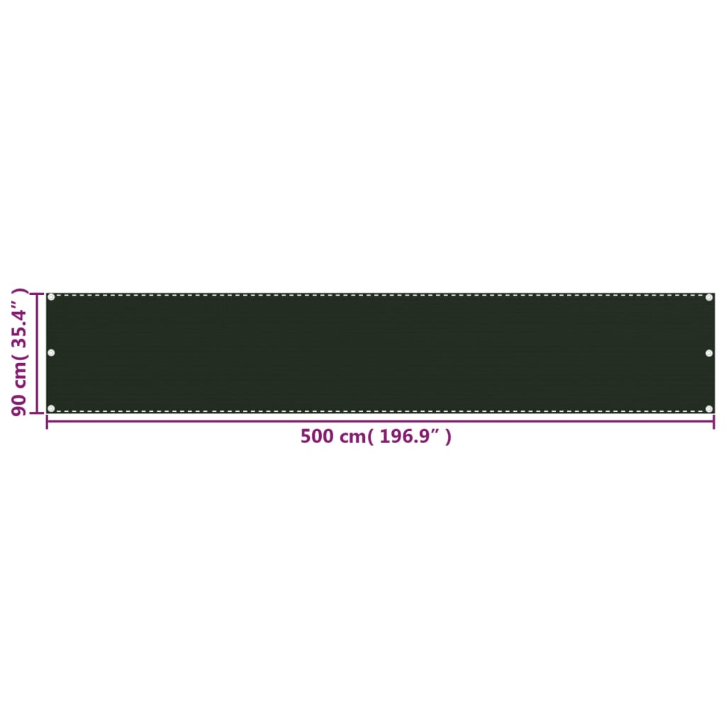 Balkonscherm 90x500 cm HDPE donkergroen