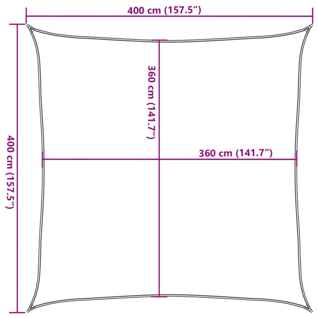 Zonnezeil 160 g/m² 4x4 m HDPE antracietkleurig