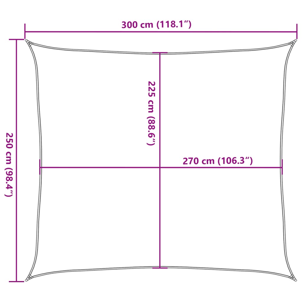 Zonnezeil 160 g/m² 2,5x3 m HDPE antracietkleurig