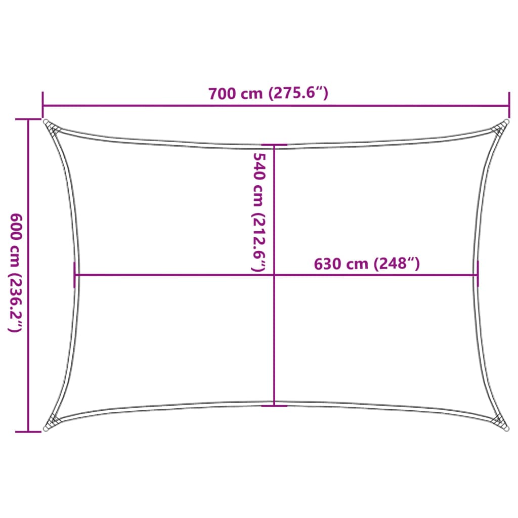 Zonnezeil 160 g/m² 6x7 m HDPE antracietkleurig