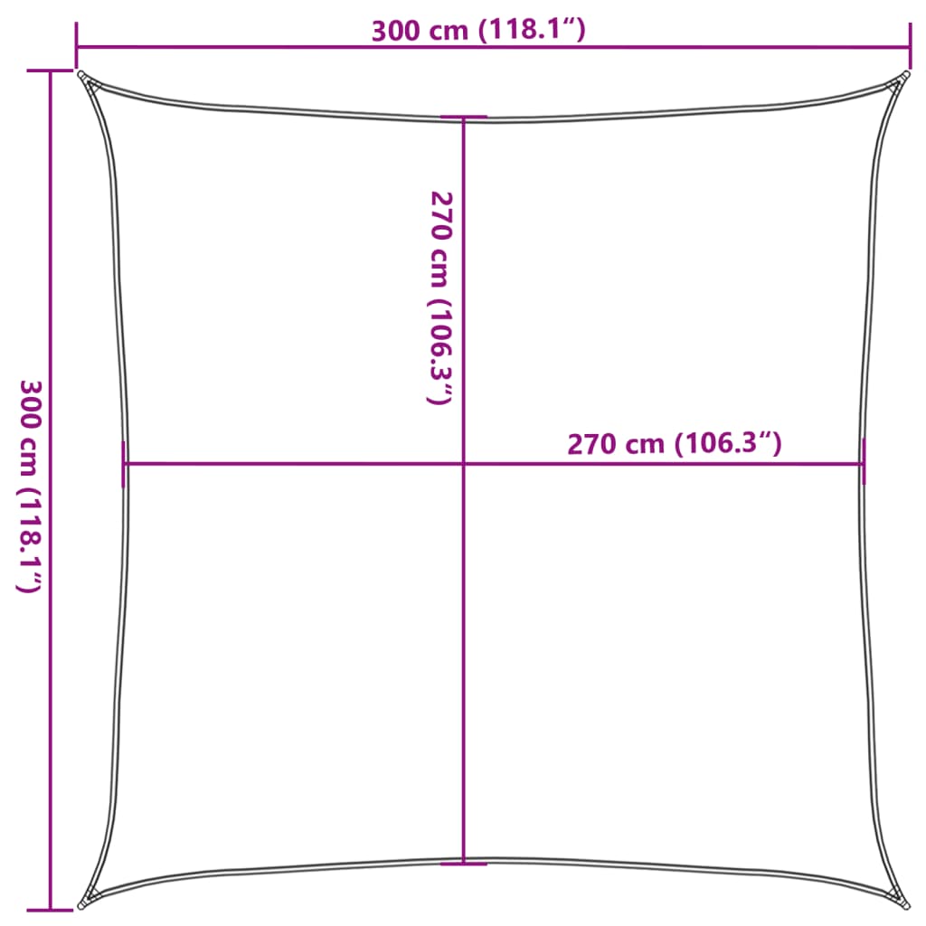 Zonnezeil 160 g/m² 3x3 m HDPE crèmekleurig