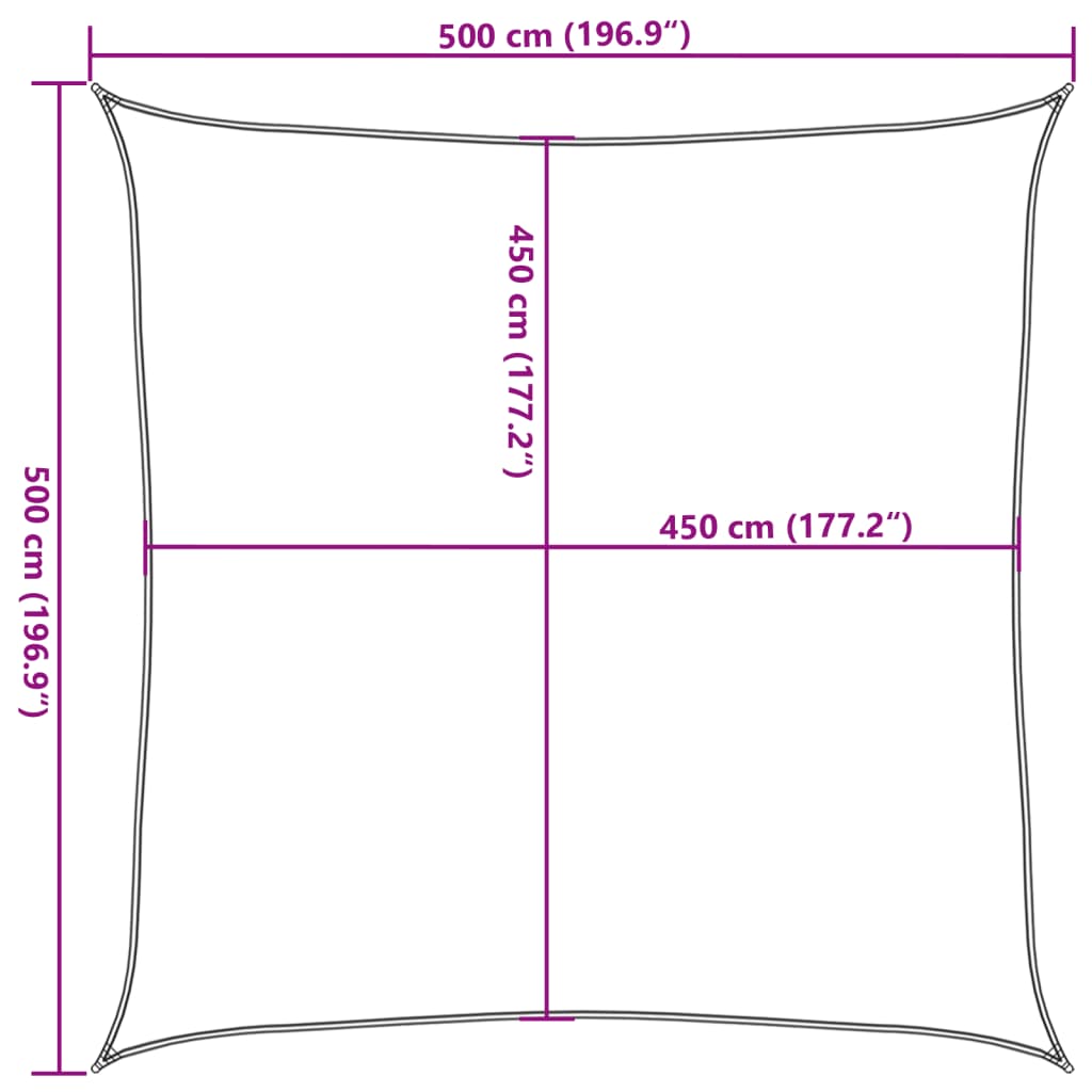 Zonnezeil 160 g/m² 5x5 m HDPE crèmekleurig