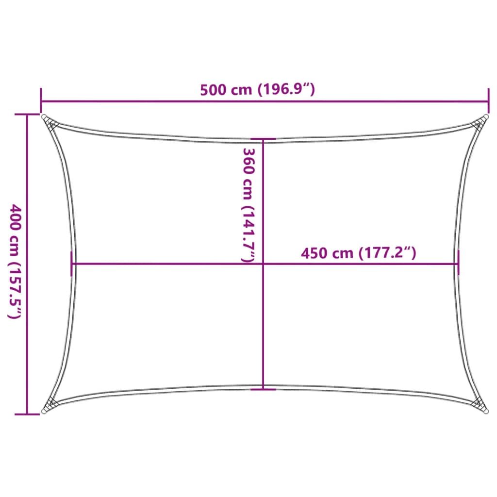 Zonnezeil 160 g/m² 4x5 m HDPE crèmekleurig