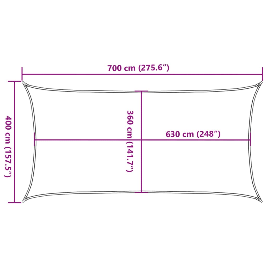 Zonnezeil 160 g/m² 4x7 m HDPE crèmekleurig