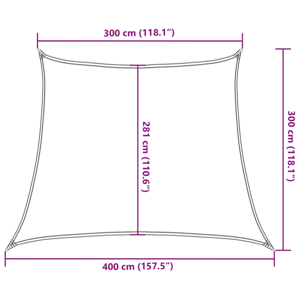 Zonnezeil 160 g/m² 3/4x3 m HDPE crèmekleurig