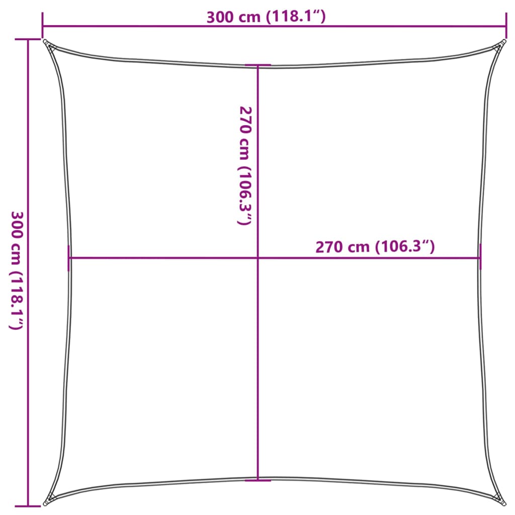 Zonnezeil 160 g/m² 3x3 m HDPE wit