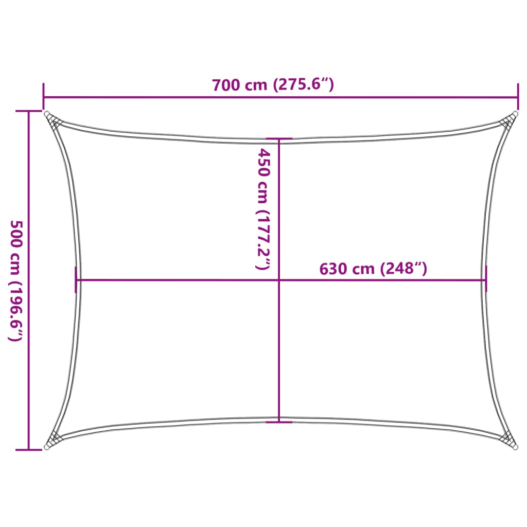 Zonnezeil 160 g/m² 5x7 m HDPE wit