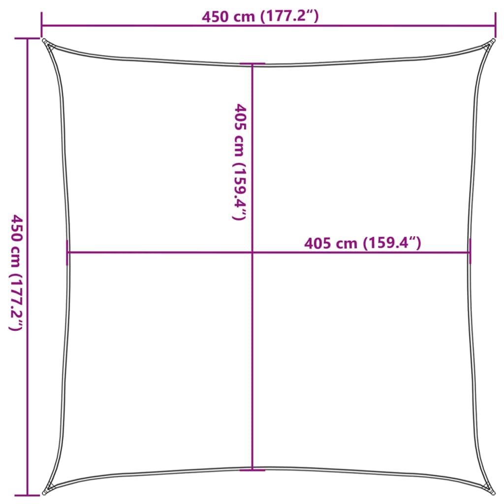 Zonnezeil 160 g/m² 4,5x4,5 m HDPE lichtgroen