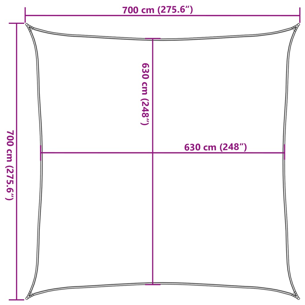 Zonnezeil 160 g/m² 7x7 m HDPE taupe