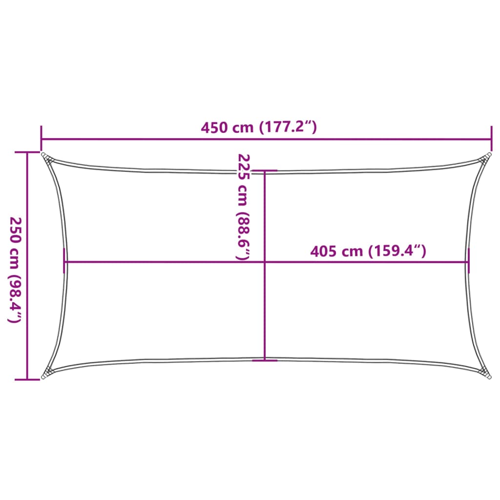 Zonnezeil 160 g/m² 2,5x4,5 m HDPE taupe