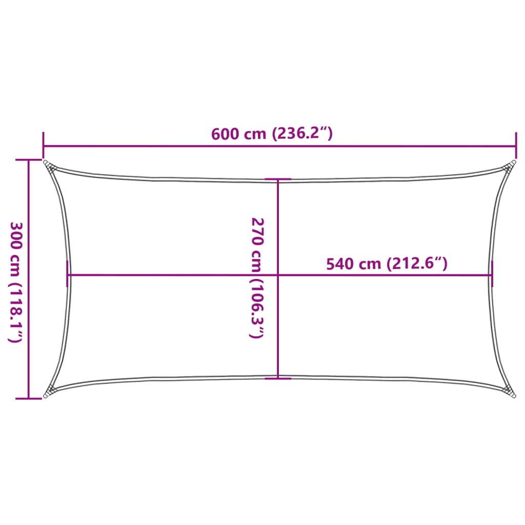 Zonnezeil 160 g/m² 3x6 m HDPE taupe