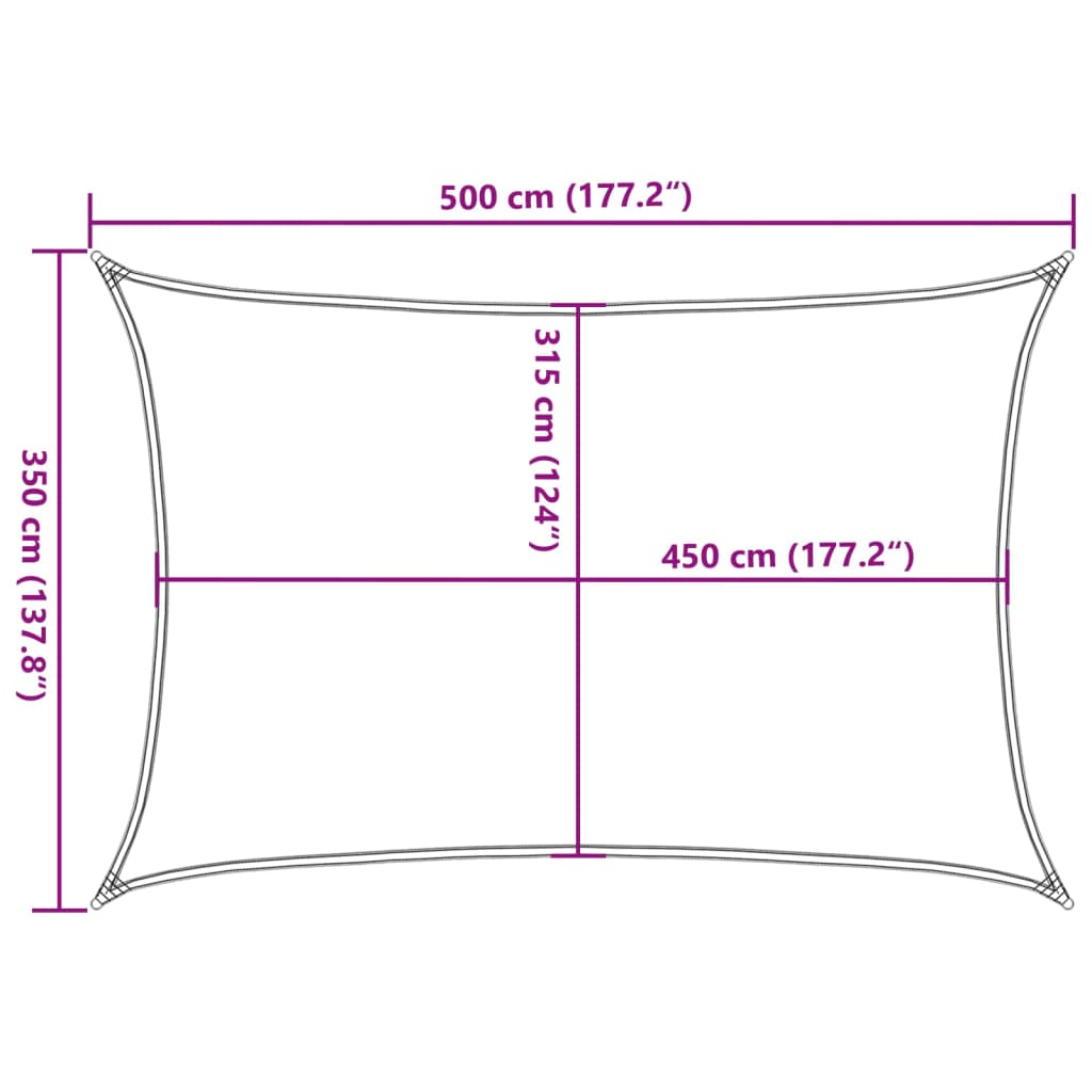 Zonnezeil 160 g/m² 3,5x5 m HDPE taupe