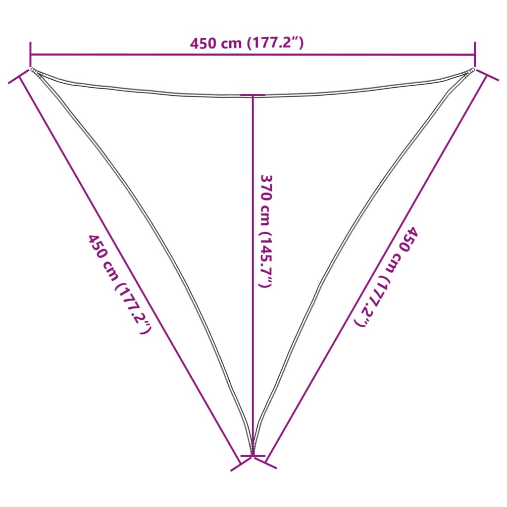 Zonnezeil 160 g/m² 4,5x4,5x4,5 m HDPE taupe