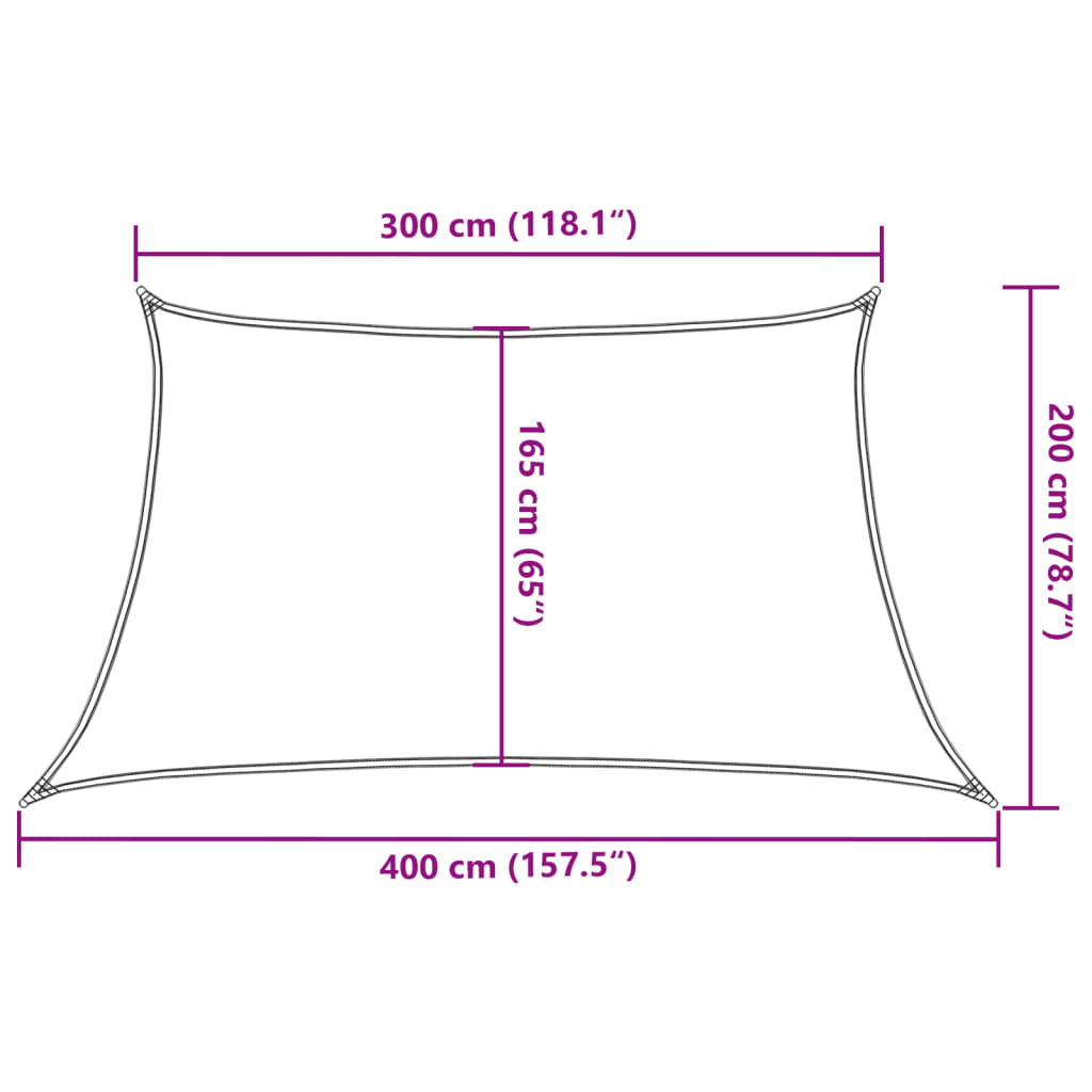 Zonnezeil 160 g/m² 3/4x2 m HDPE taupe