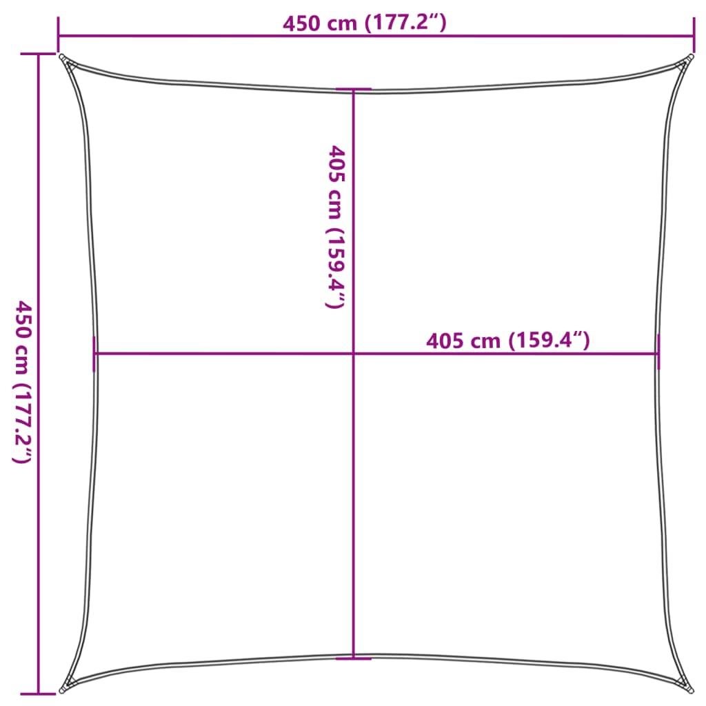 Zonnezeil 160 g/m² 4,5x4,5 m HDPE donkergroen