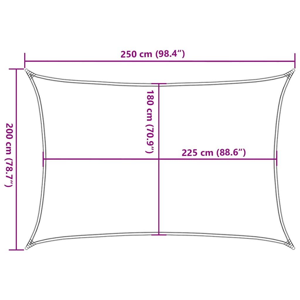 Zonnezeil 160 g/m² 2x2,5 m HDPE blauw