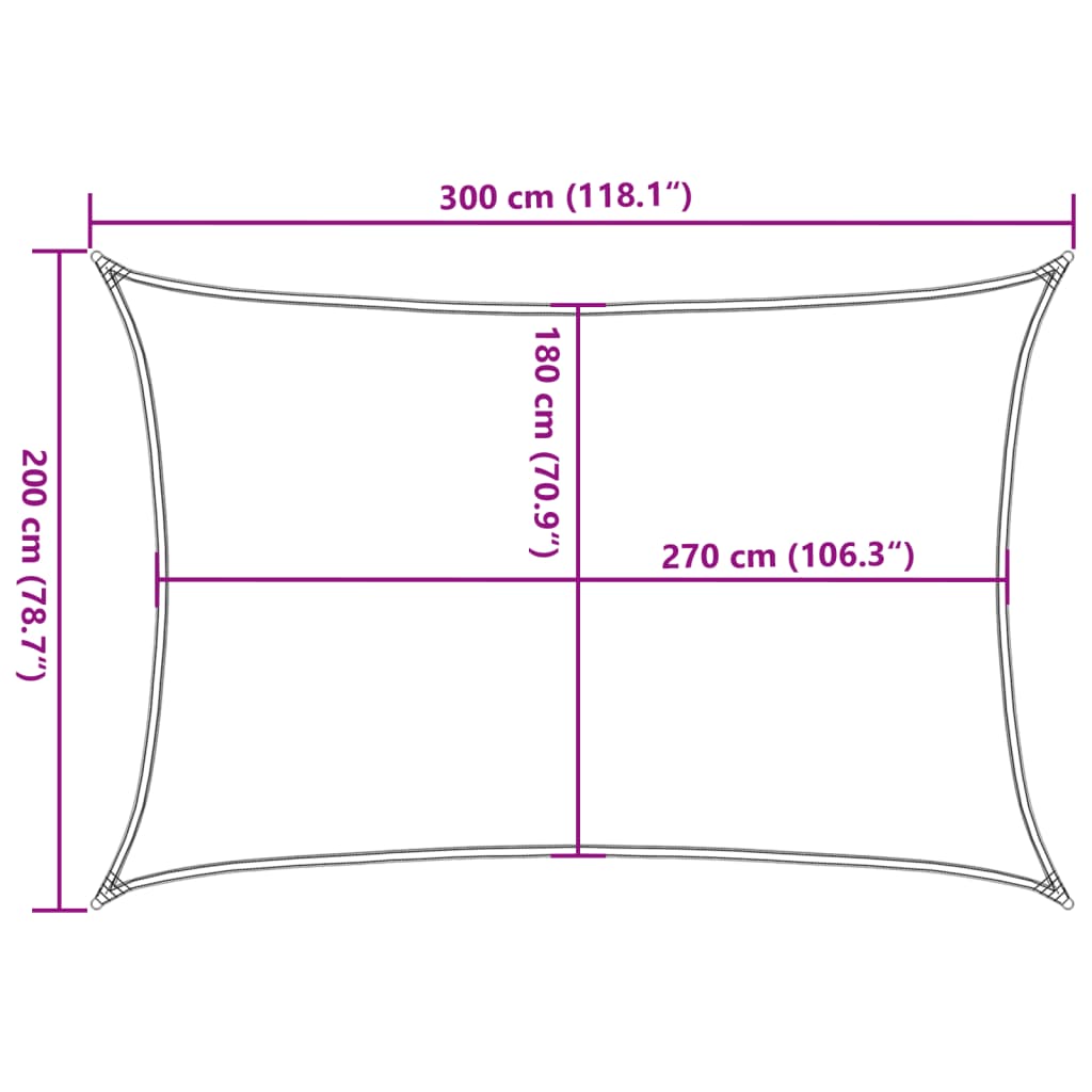 Zonnezeil 160 g/m² rechthoekig 2x3 m HDPE geel