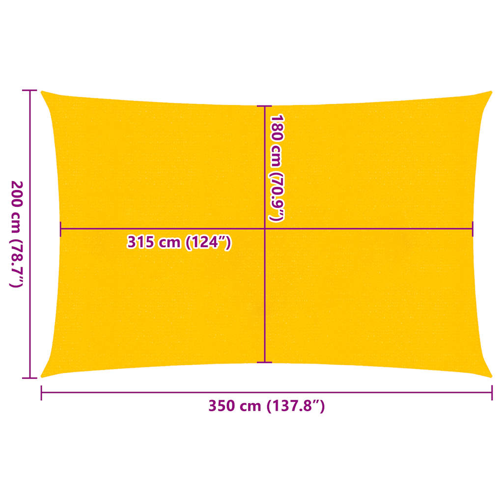 Zonnezeil 160 g/m² rechthoekig 2x3,5 m HDPE geel