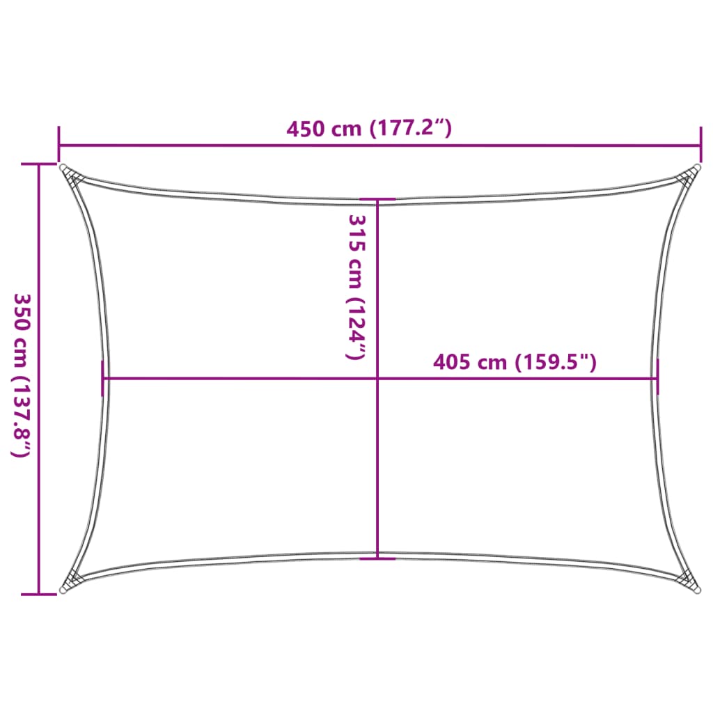 Zonnezeil 160 g/m² rechthoekig 3,5x4,5 m HDPE geel