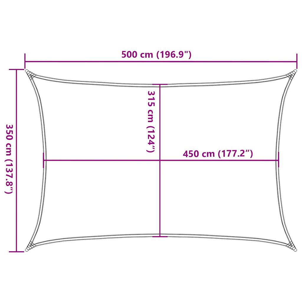 Zonnezeil 160 g/m² rechthoekig 3,5x5 m HDPE geel