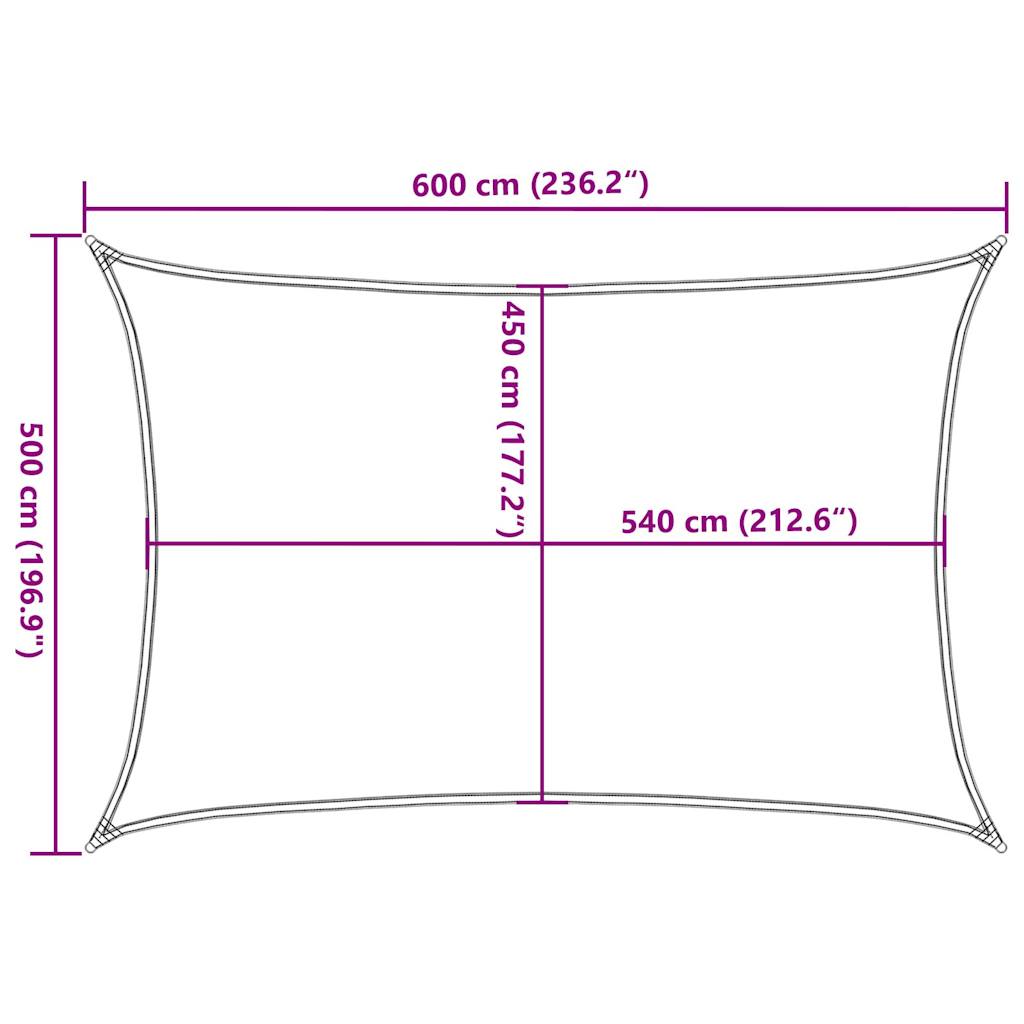 Zonnezeil 160 g/m² rechthoekig 5x6 m HDPE geel