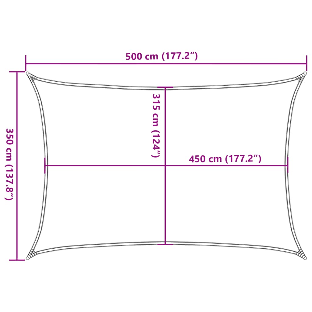 Zonnezeil 160 g/m² 3,5x5 m HDPE rood