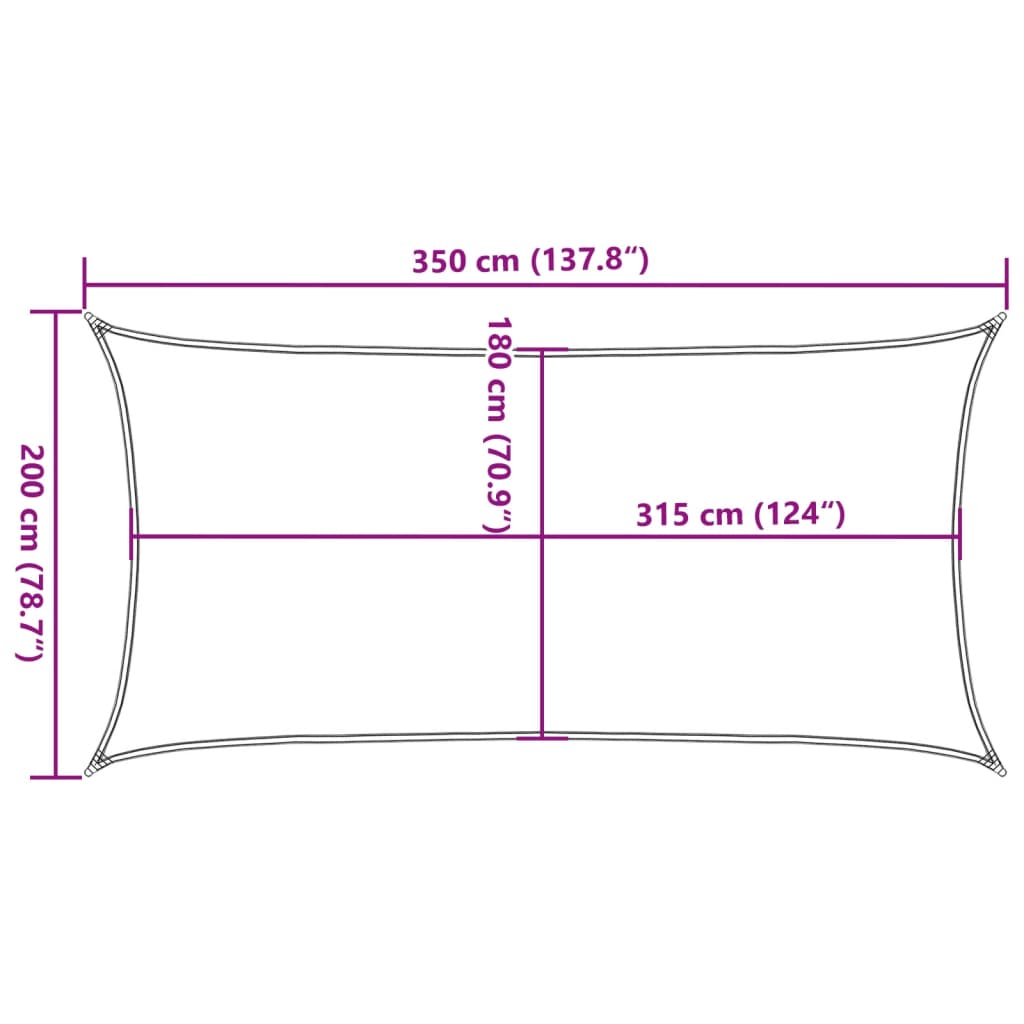 Zonnezeil 160 g/m² 2x3,5 m HDPE oranje