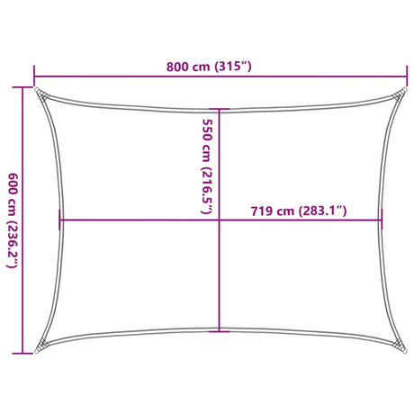 Zonnezeil 160 g/m² rechthoekig 6x8 m HDPE zwart - AllerleiShop