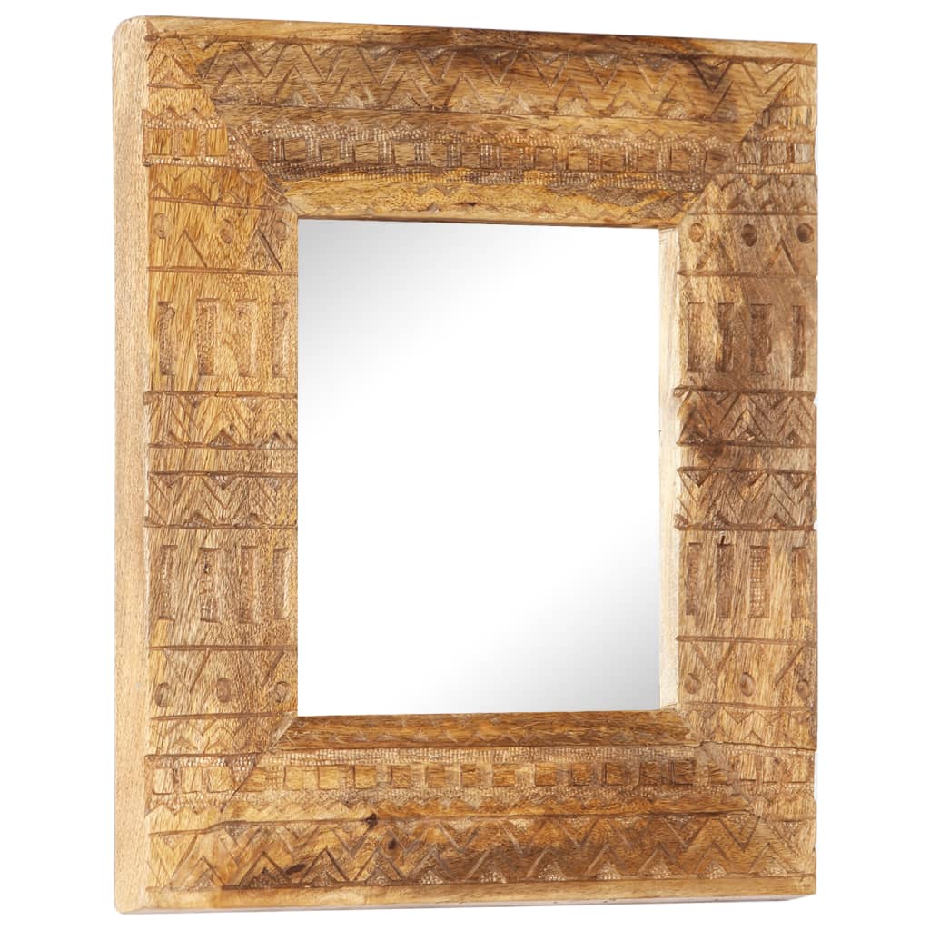 Spiegel handgesneden 50x50x2,5 cm massief mangohout - AllerleiShop