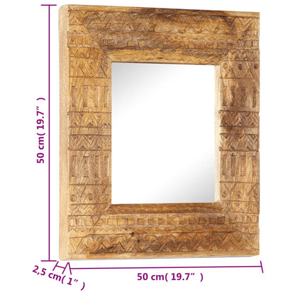 Spiegel handgesneden 50x50x2,5 cm massief mangohout - AllerleiShop