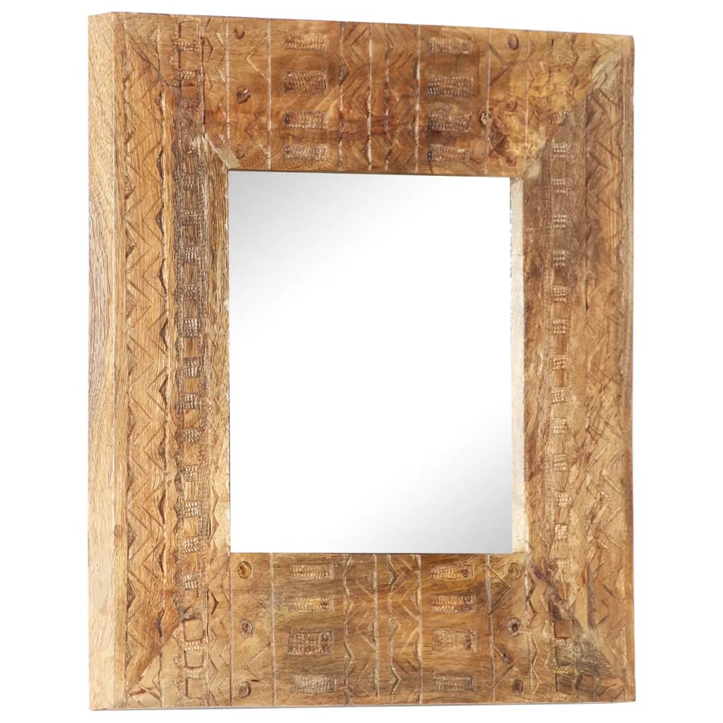 Spiegel handgesneden 50x50x2,5 cm massief mangohout - AllerleiShop