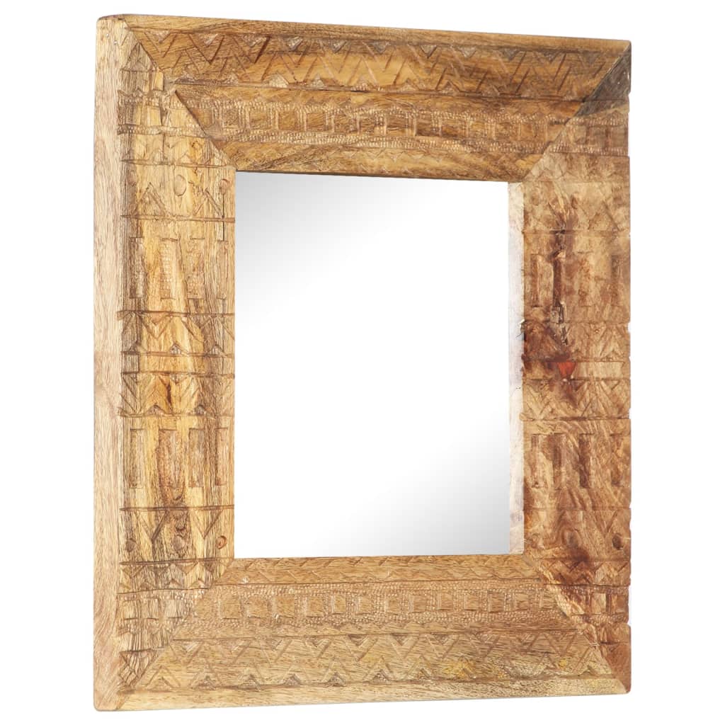 Spiegel handgesneden 50x50x2,5 cm massief mangohout - AllerleiShop